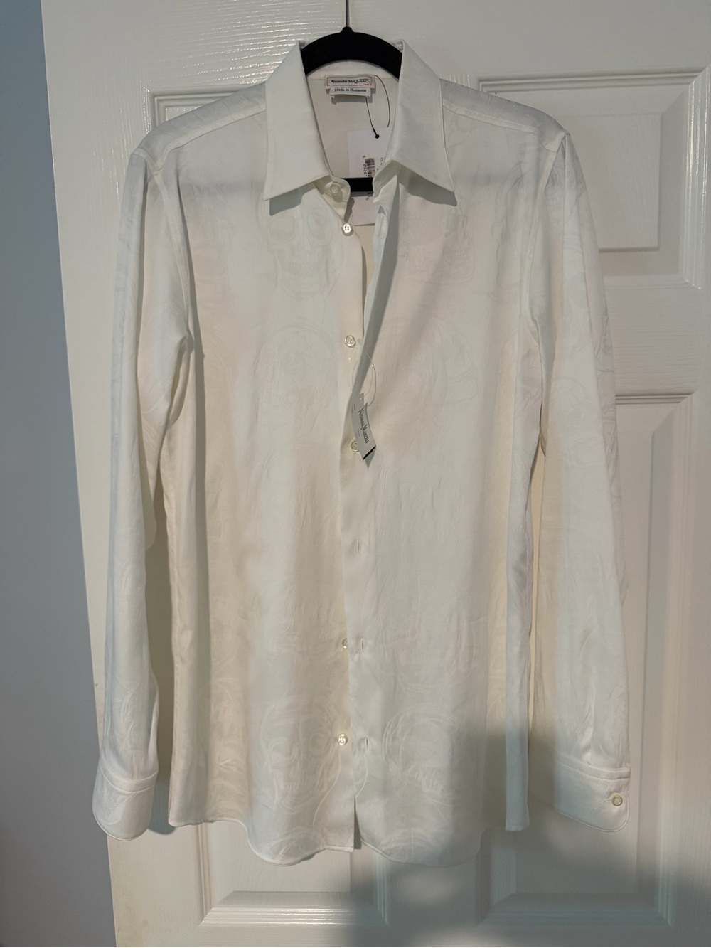 Alexander McQueen White Long-Sleeve Dress Shirt with Subtle Jacquard